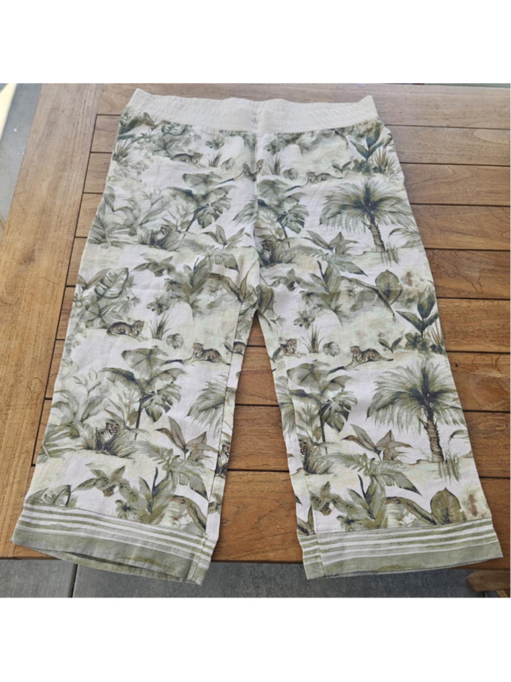 Soft Surroundings Aliso Point Linen Wide Leg Pants Tropical Safari 2X